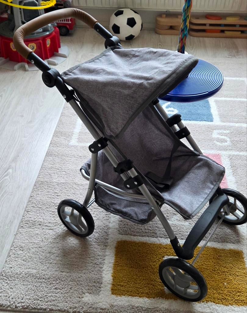 Grijze poppenwagen / poppenbuggy met zonnekap, Ophalen, Zo goed als nieuw, Overige merken, Zonnekap