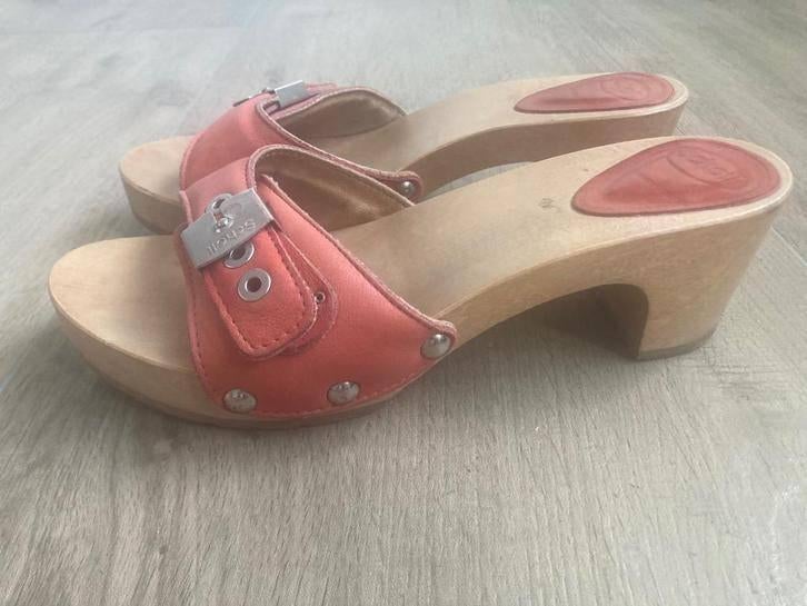 Halfhoge roze leren kleppers van Scholl mt 37, Scholl, Roze, Gedragen, Sandalen of Muiltjes