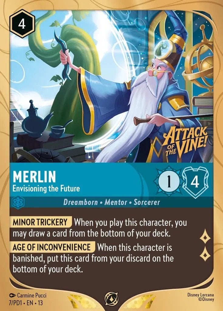 Disney Lorcana - Attack of The Vine - 7/PD1 - Merlin - Envis, Ophalen of Verzenden, Nieuw