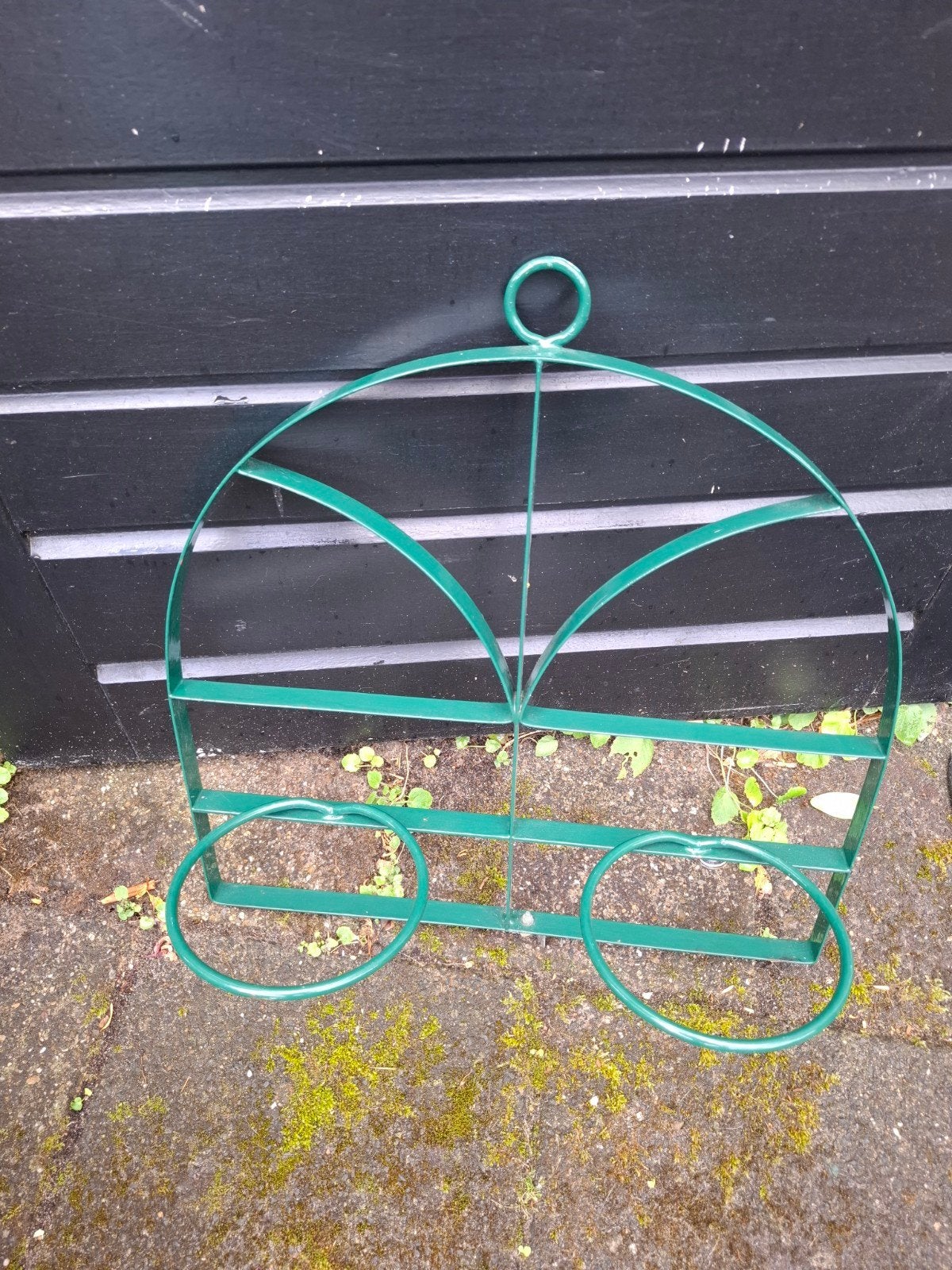 groen metalen wanddecoratie voor 2 bloempotten, Ophalen of Verzenden, Zo goed als nieuw