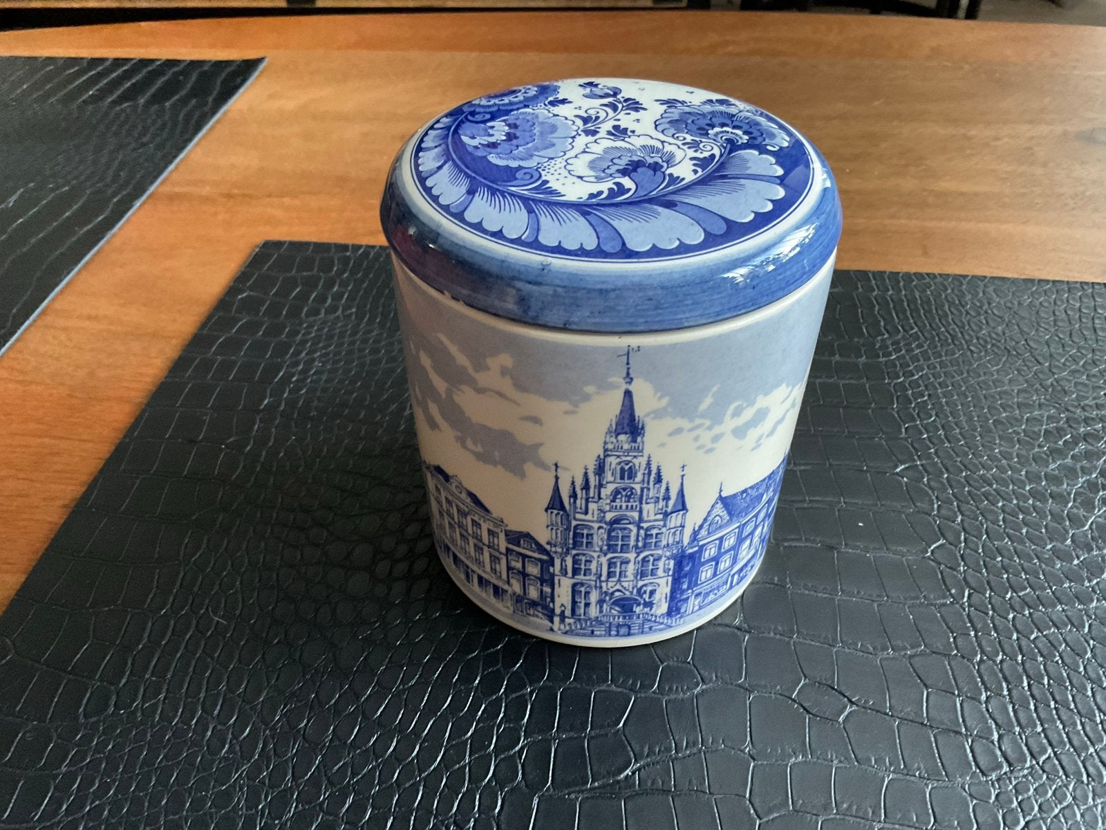 Delftsblauw handbeschilderde pot Gouda, 12 cm, Ophalen of Verzenden