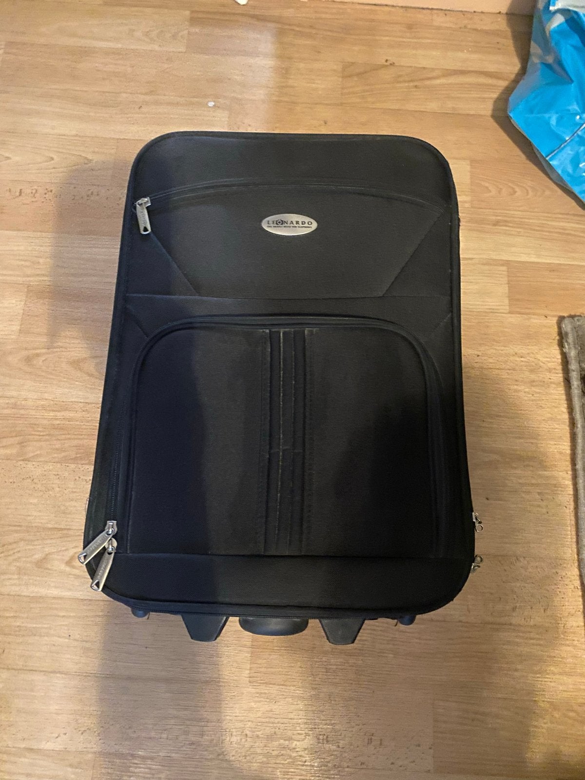 Leonardo Zwarte Handbagage Koffer - Compact & Praktisch, Wieltjes, 40 tot 60 cm, 30 cm of meer, Gebruikt