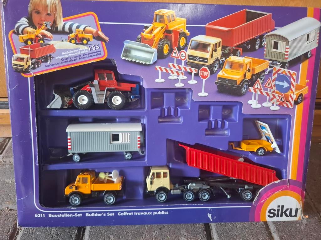 Siku Wegenbouw Set 6311 - Vintage Bouwvoertuigen, Hobby en Vrije tijd, Modelauto's | 1:50, Ophalen of Verzenden, Gebruikt, Bus of Vrachtwagen
