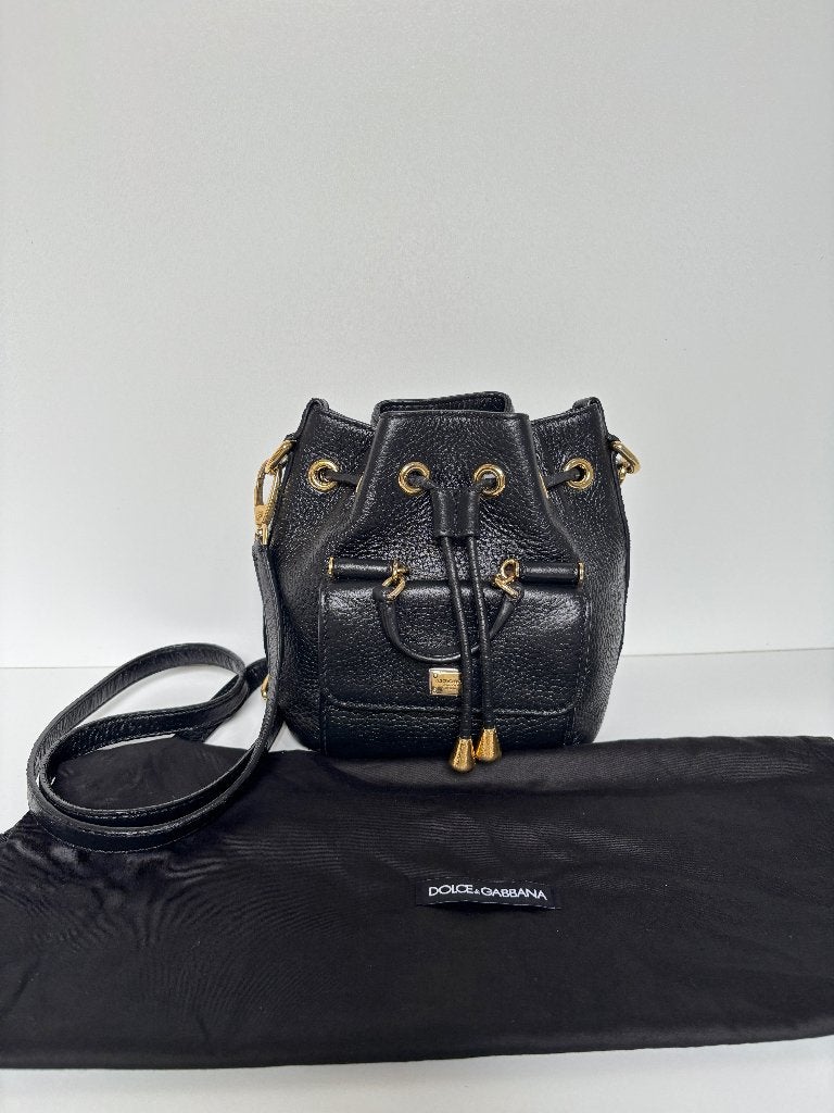 DOLCE & GABBANA Zwart leer bucket bag tas, Ophalen of Verzenden, Zo goed als nieuw, Zwart, Schoudertasje