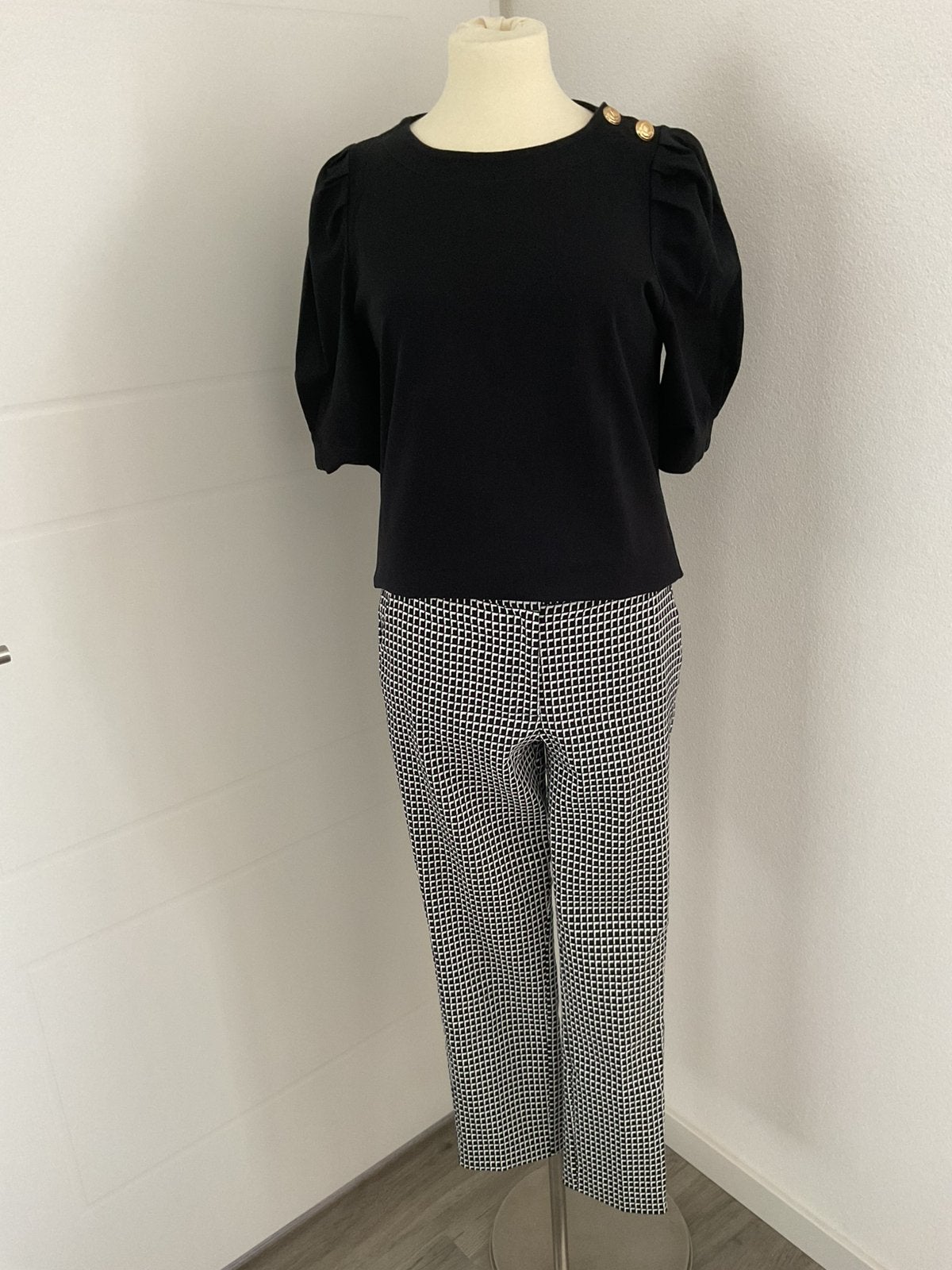 Cavallaro broek/ zwart- wit/ zgan / maat m, Maat 38/40 (M), Verzenden, Zwart, Zo goed als nieuw
