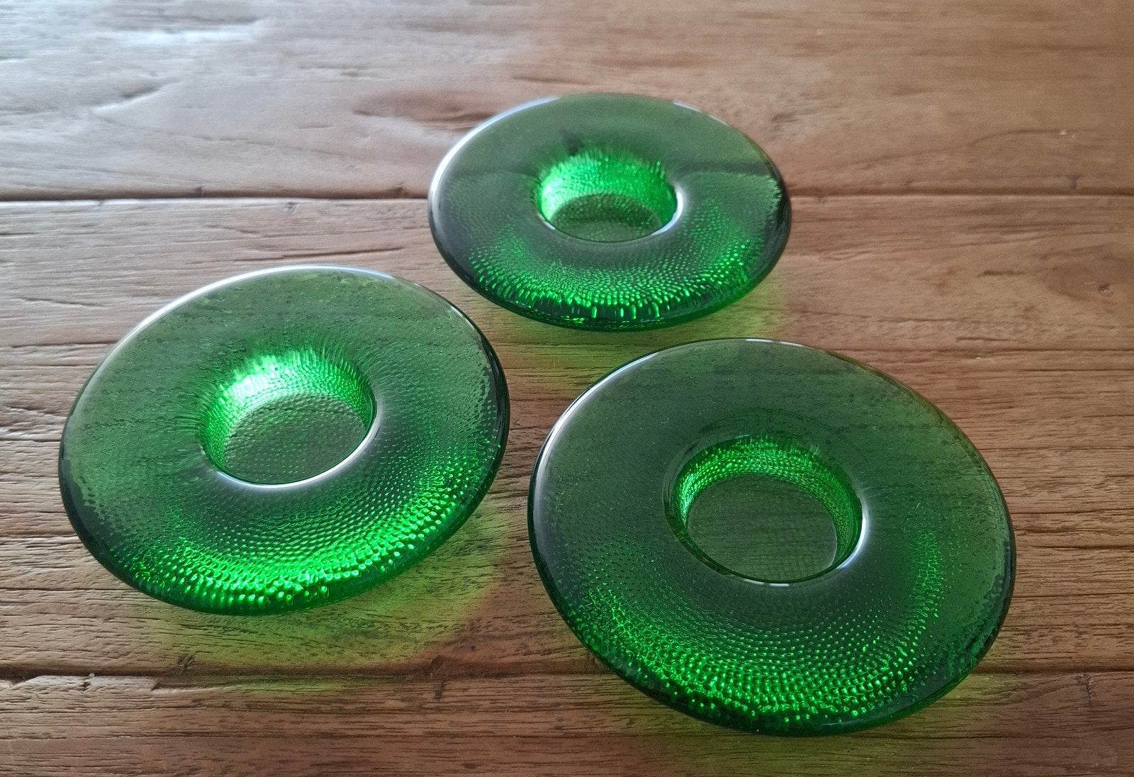 Iittala Nappi groene glazen kandelaars (set van 3), Ophalen of Verzenden