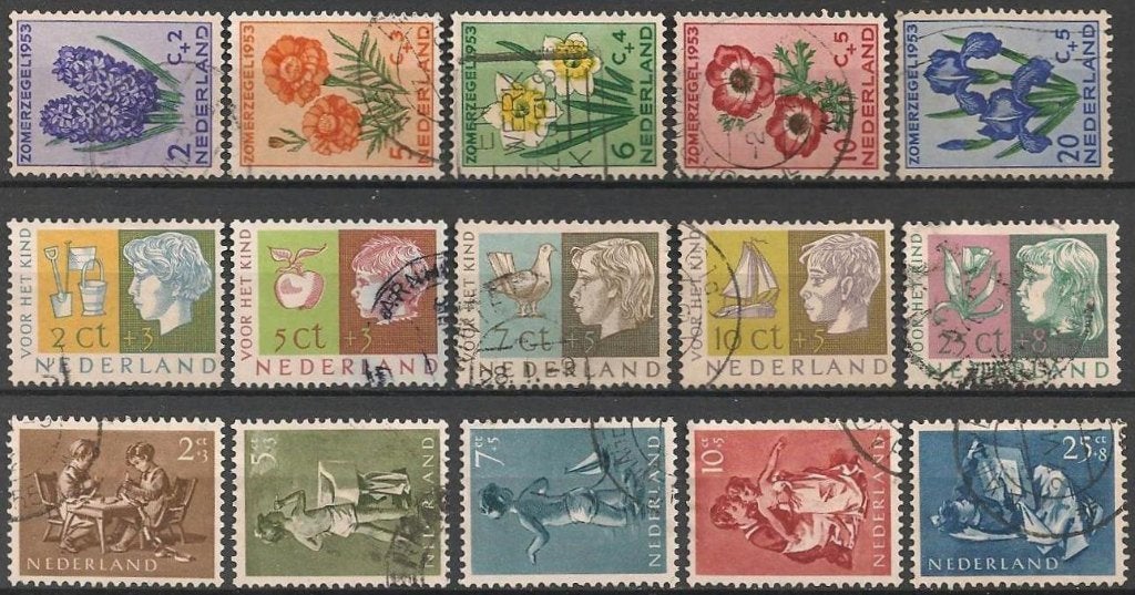 1 Zomer en 2 Kinder serie’s O.A. 602 - 606 O. ADV. no.27 L., Verzenden, Na 1940, Gestempeld