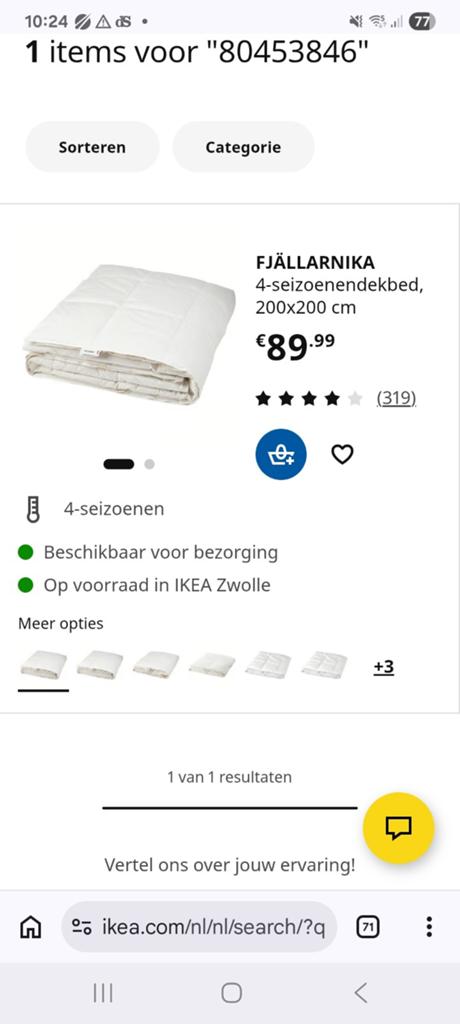 4 seizoenen dekbed, Ikea, FJÄLLARNIKA, Ophalen, Wit, Tweepersoons, Deken of Dekbed