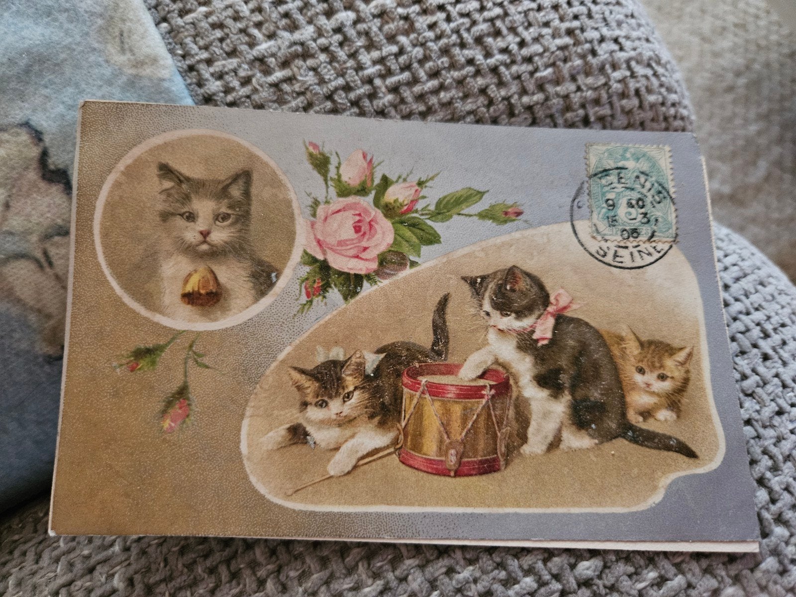 Katten met trommel 1906, Ophalen of Verzenden, Voor 1920, Gelopen