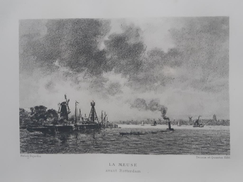 22 / Rivier de Maas in Rotterdam. Gravure uit 1882, Antiek en Kunst, Kunst | Etsen en Gravures, Ophalen of Verzenden