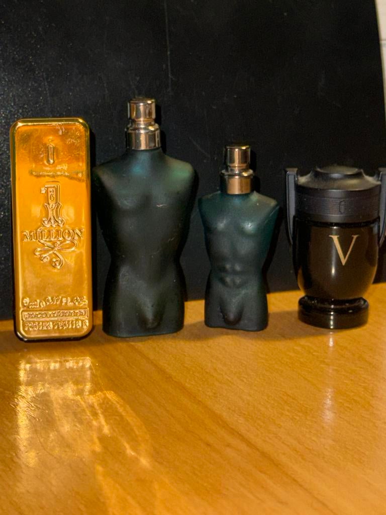 Parfum set: 1 Million, Le Male, Invictus - Mini's, Ophalen of Verzenden, Zo goed als nieuw, Parfumfles