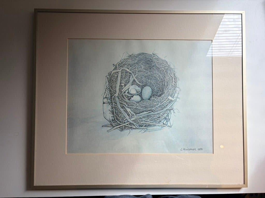 Jopie Huisman - Merelnestje (handgesigneerd op achterzijde), Antiek en Kunst, Ophalen, Reproductie, Print/reproductie, Achter glas