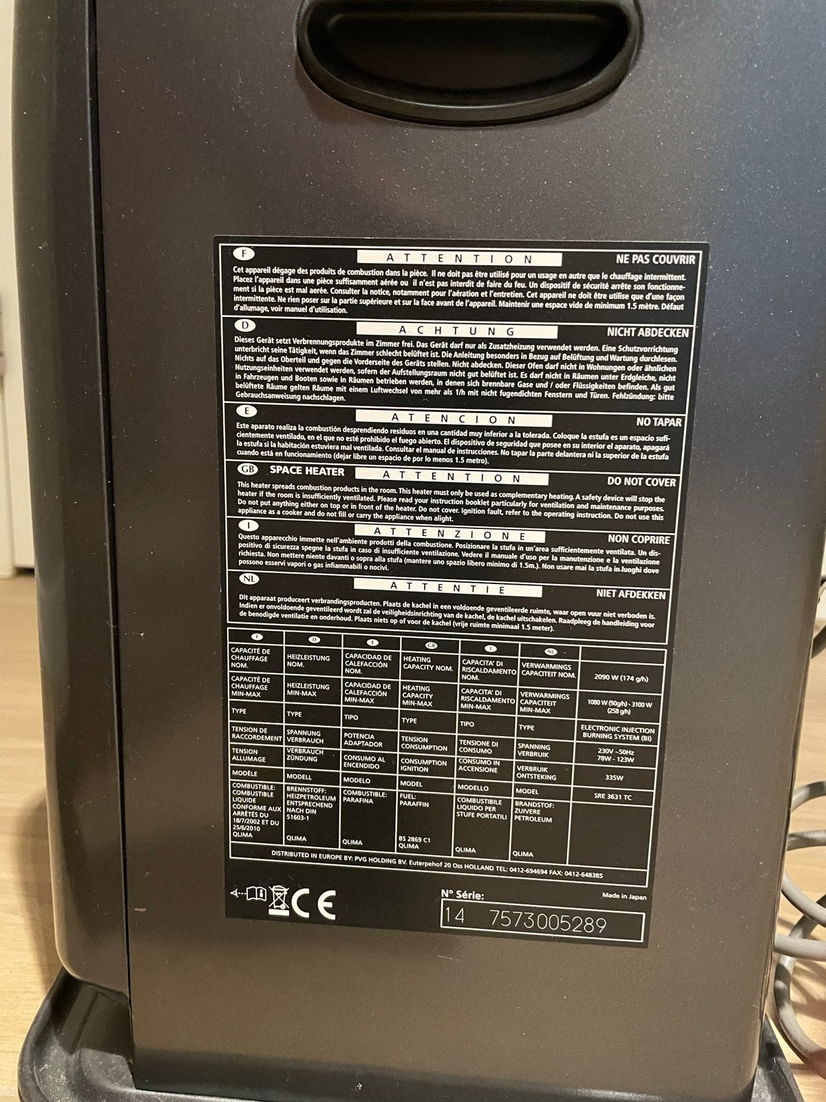 Qlima SRE 3631 TC-2 Laserkachel - Mobiele Petroleumkachel, Ophalen, Overige brandstoffen, Petroleumkachel, Zo goed als nieuw