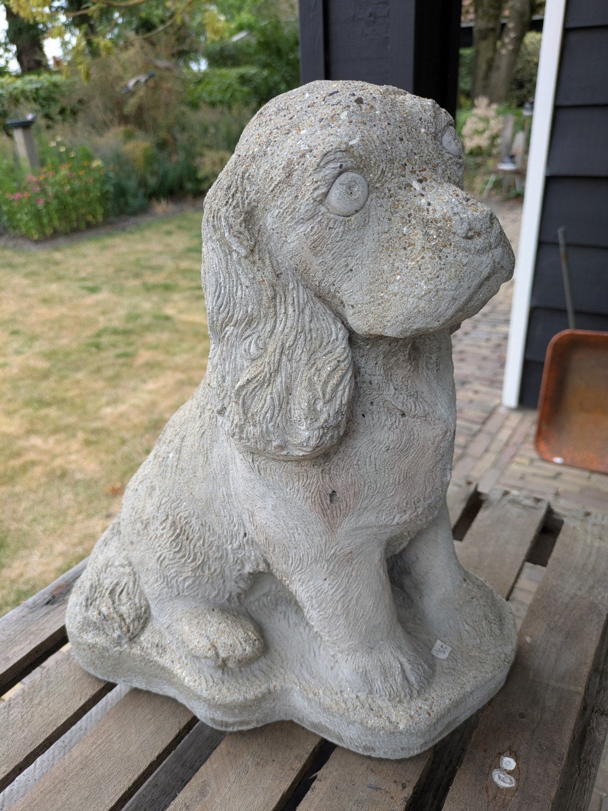 Betonnen hondenbeeld Cocker Spaniel, Ophalen, Gebruikt, Beton