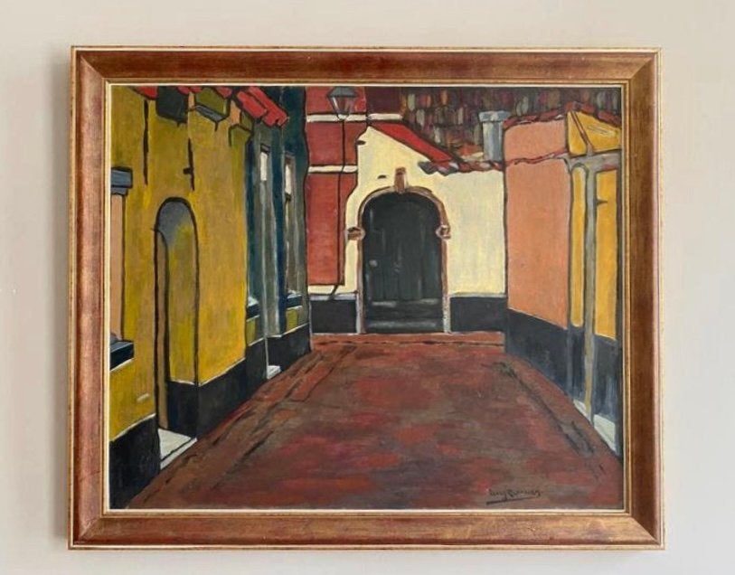 Olieverfschilderij Stadsgezicht door Georg Claessen, Antiek en Kunst, Kunst | Schilderijen | Klassiek, Doek, Realistisch, Ophalen of Verzenden