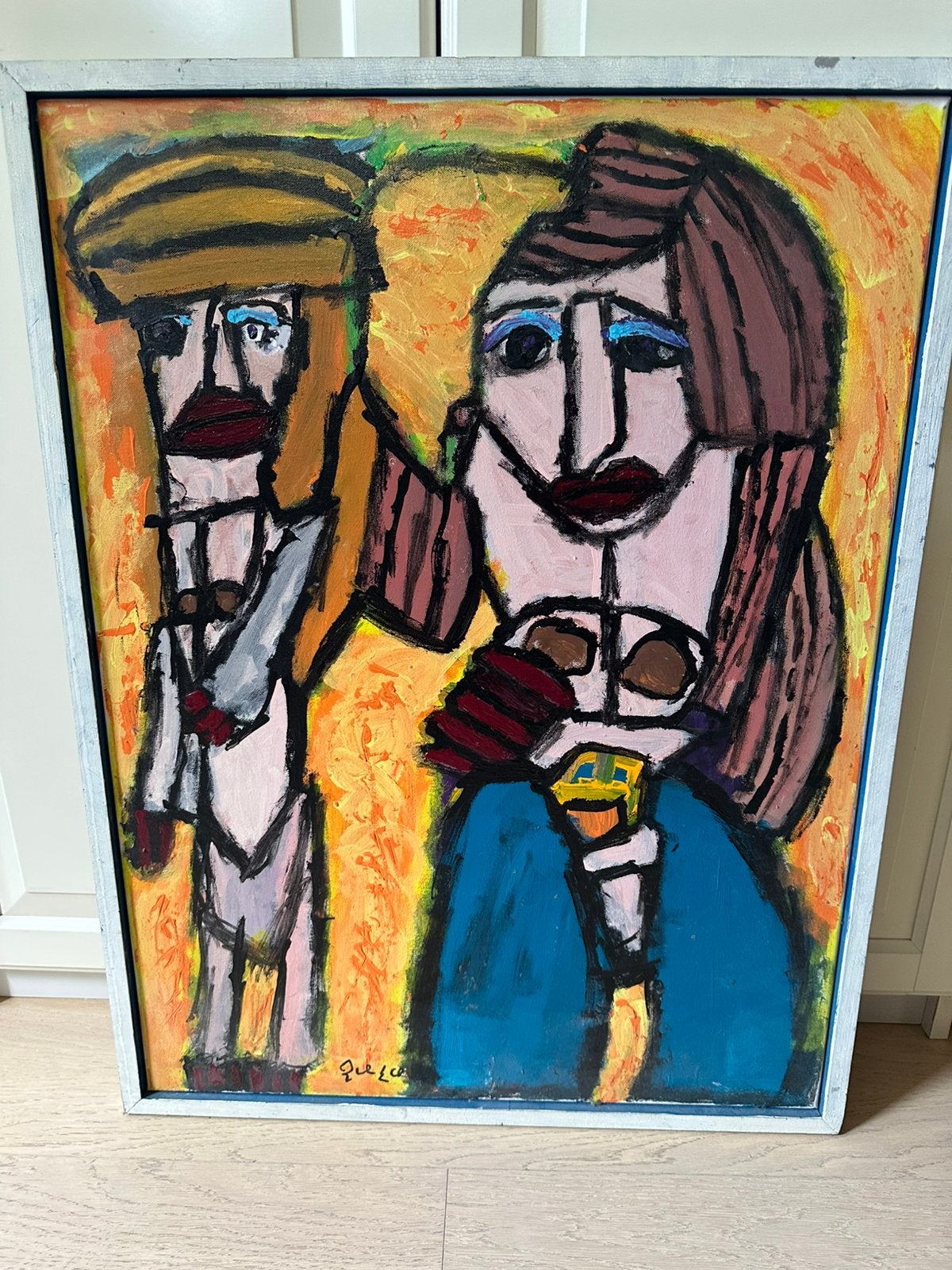 Janny Notmeyer. Twee vriendinnen. Galerie Atelier Amsterdam, Antiek en Kunst, Ophalen, Gesigneerd, Acrylverf, Figuren