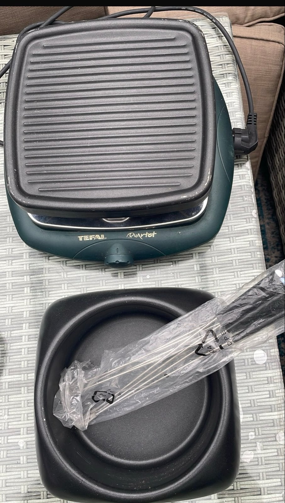 Tefal Quartett Raclette Grill met pannetjes en spatels, Witgoed en Apparatuur, Gourmetstellen, Ophalen of Verzenden, Gebruikt