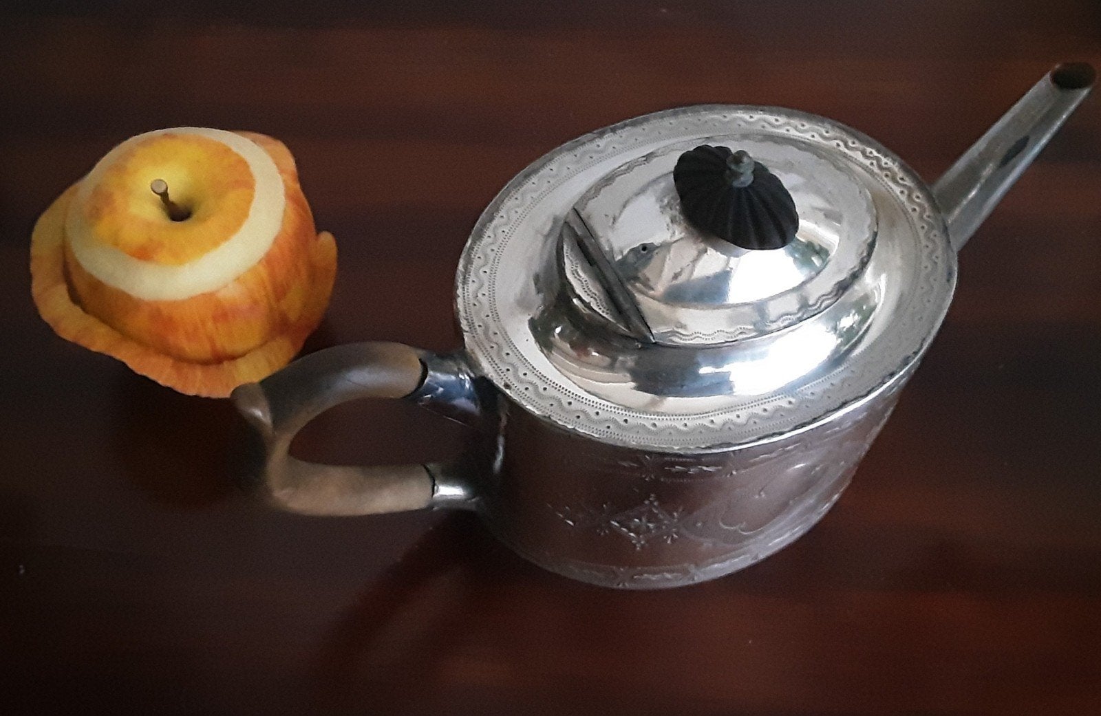 Antieke tinnen theepotje in uitstekende staat, Ophalen of Verzenden