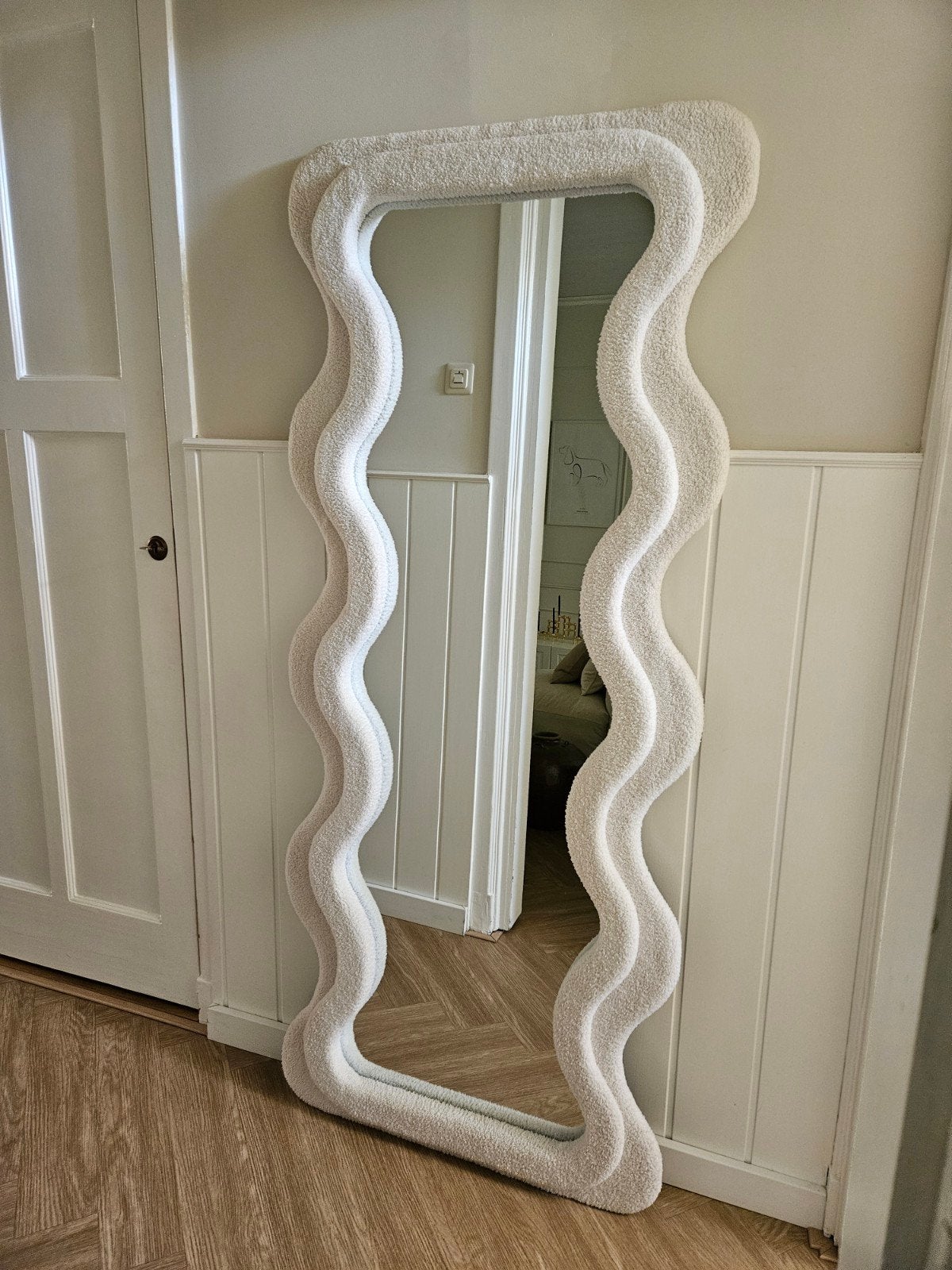 Wavy teddy stof spiegel, Ophalen, Zo goed als nieuw, Overige vormen, 150 tot 200 cm