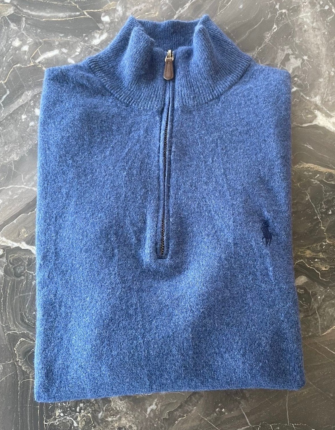 Polo Ralph Lauren 1/4 Zip Trui - 100% Wol - Maat L, Ophalen of Verzenden, Gedragen, Maat 52/54 (L), Blauw