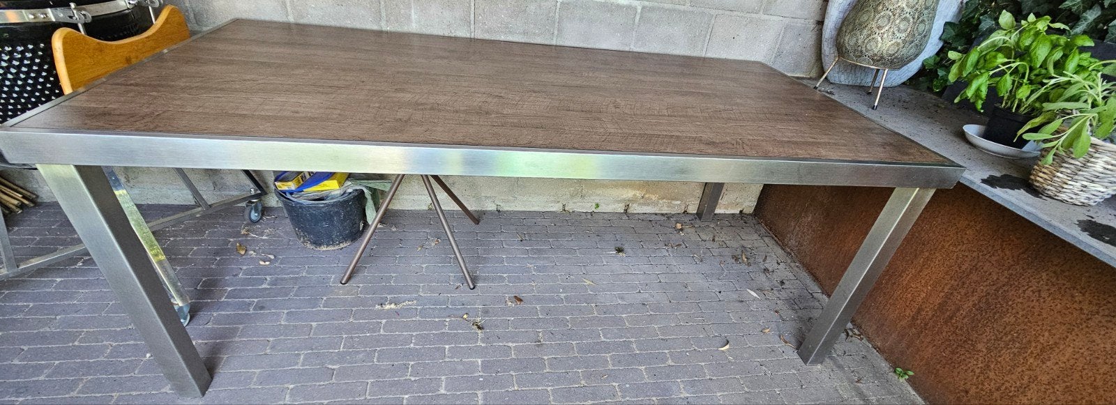 RVS tuintafel  200 x 100, Tuin en Terras, Tuintafels, Zo goed als nieuw, Rechthoekig, Rvs, Ophalen