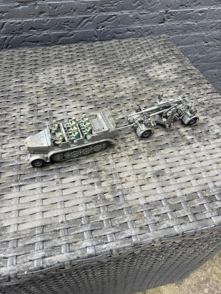 Modelbouw ww2 voertuig + kanon., Overige merken, Tank, 1:32 tot 1:50, Ophalen of Verzenden