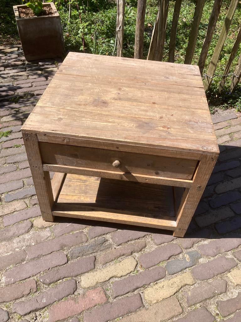 Kleine houten bijzettafel met lade, Ophalen, Minder dan 45 cm, Minder dan 55 cm, Gebruikt