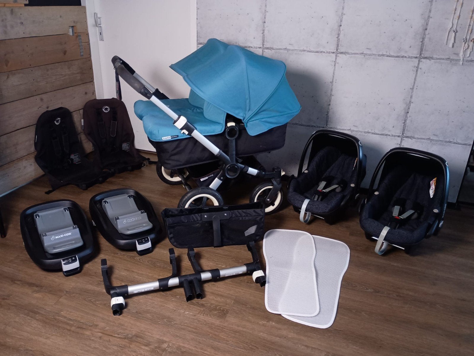 Bugaboo Donkey Black/Petrol! Tweeling/ Duo / Mono!, Ophalen, Gebruikt, Kinderwagen of Buggy