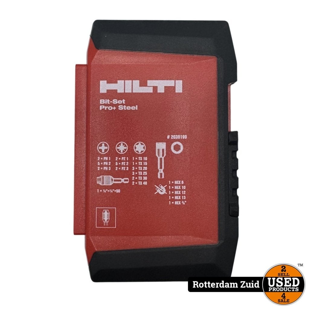 Hilti S-BS (S) 2039199 | 35-delige bitset | Als nieuw | Met, Hilti, Zo goed als nieuw, Support@hilti.com, Hilti Corporation, Feldkircher Strasse 100, 
9494 Schaan
Liechtenstein