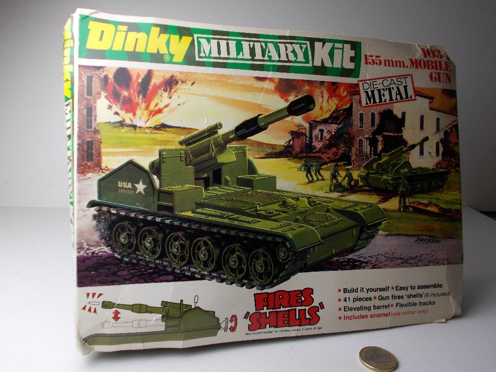 1973 Dinky Toys MILITARY KIT 1034 155 MM MOBILE GUN., Ophalen of Verzenden, Zo goed als nieuw, Overige typen, Dinky Toys