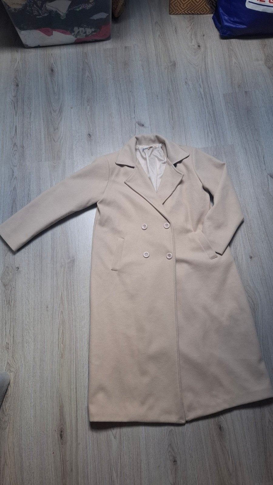 Beige double-breasted jas, Made in Italy, Maat 38/40 (M), Made in Italy, Beige, Ophalen of Verzenden