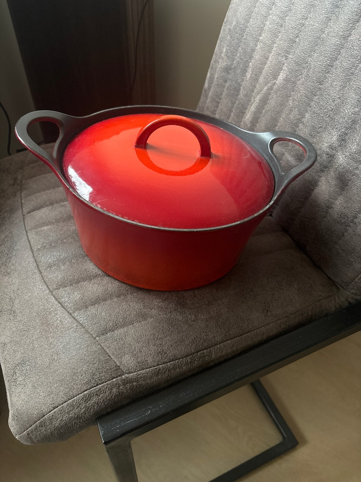 Hackman Gietijzeren Braadpan - Rood (25 cm), Ophalen, Gebruikt, Met deksel, Overige merken