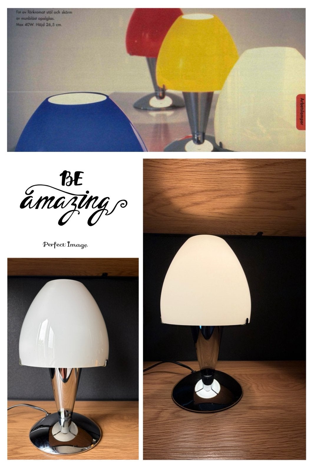 Vintage IKEA Sextett B9712 Mushroom Table Lamp, Ophalen of Verzenden, Zo goed als nieuw, Metaal, Minder dan 50 cm