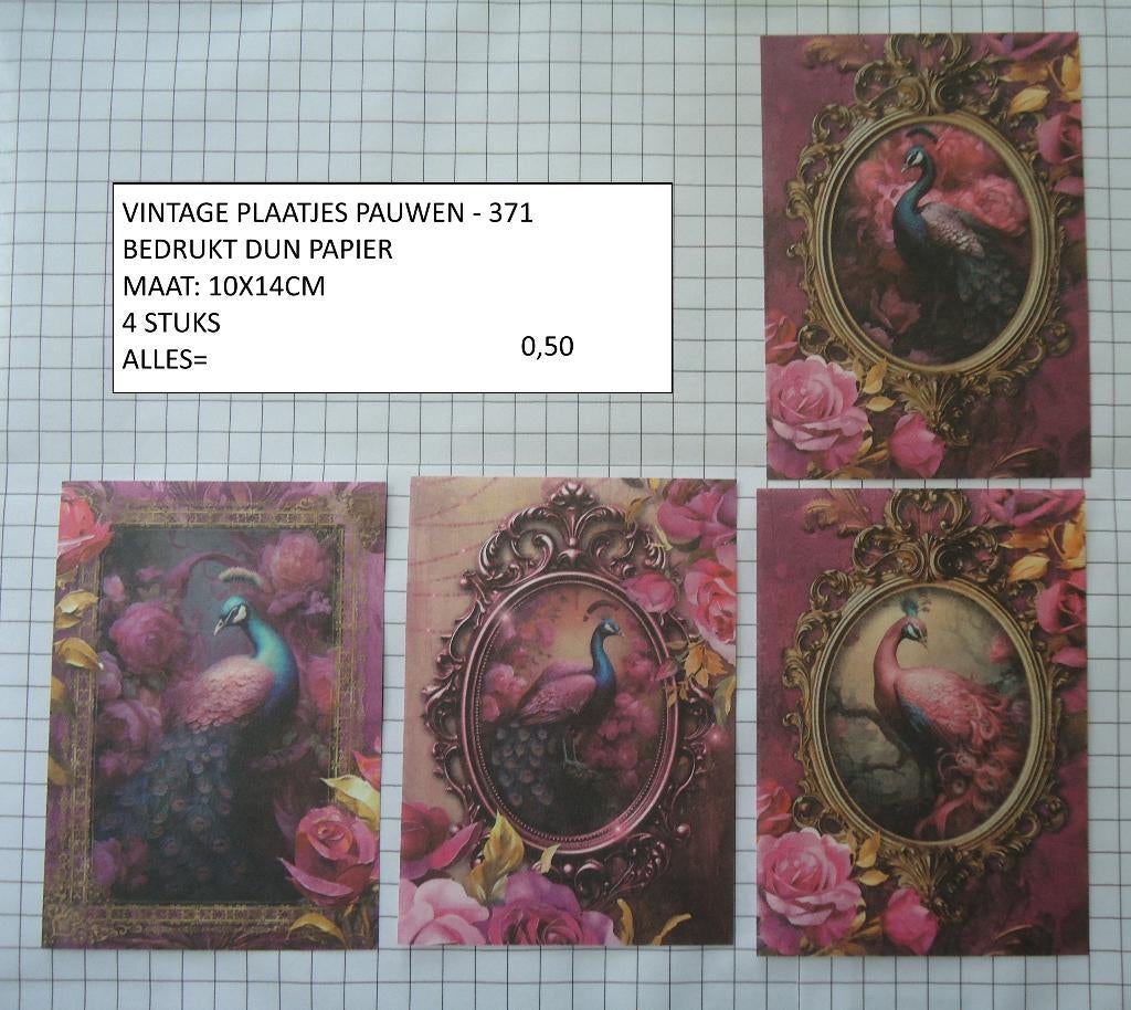vintage plaatjes pauwen 371 ( alleen verzenden, Ophalen, Nieuw, Meerdere plaatjes
