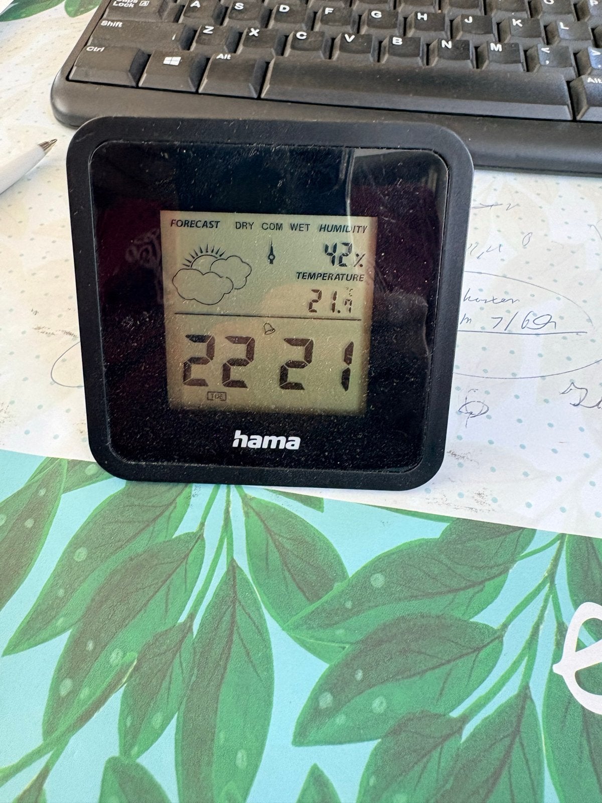 Hama Klokje met temperatuur- en vochtmeter, Ophalen of Verzenden, Gebruikt, Digitaal