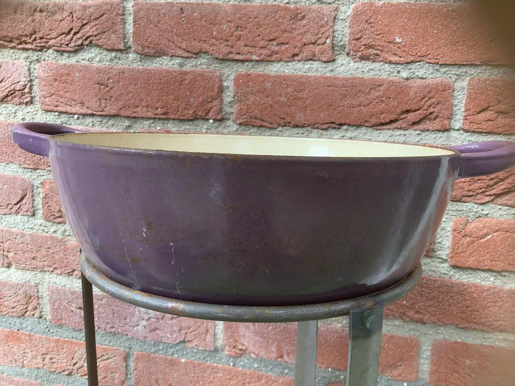 Vintage Paarse Emaille Bloempot / Kookpot, Ophalen of Verzenden
