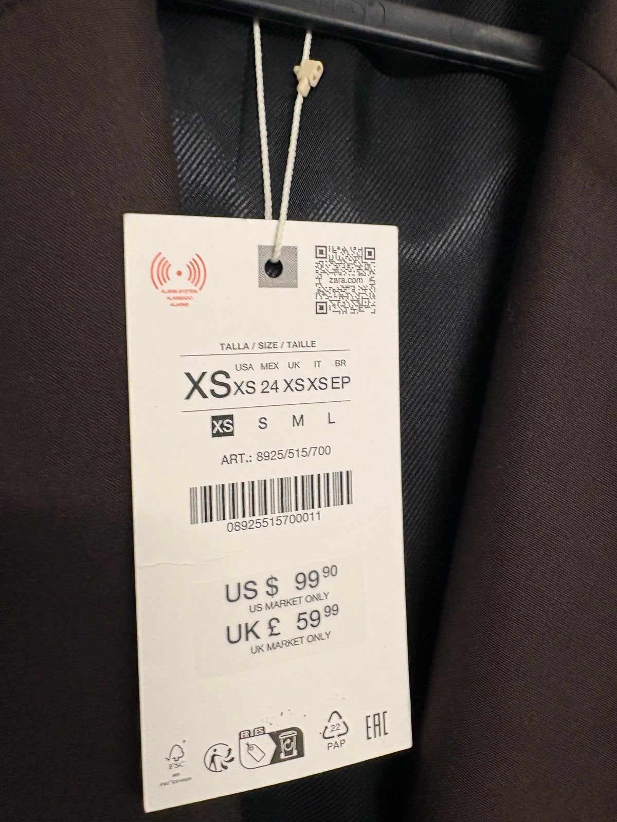 Nieuwe bruine blazer van Zara, maat XS, Bruin, Nieuw, Ophalen of Verzenden, Jasje