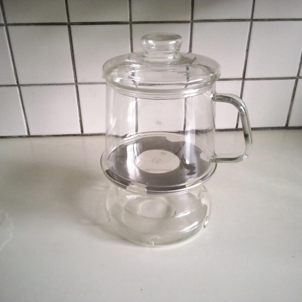 Grote pickwick  douwe egberts 3 glazen theepotten op rechaud, Ophalen, Overige typen, Overige stijlen, Glas