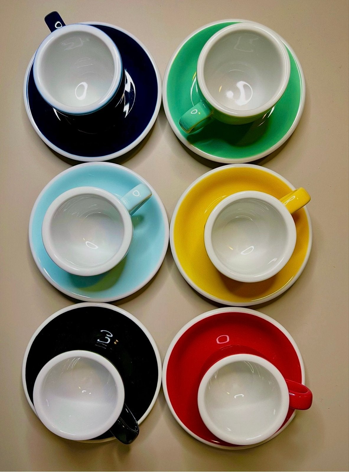 6 Loveramics Espressokopjes met Schotels - Diverse Kleuren, Ophalen, Overige merken, Keramiek, Zo goed als nieuw