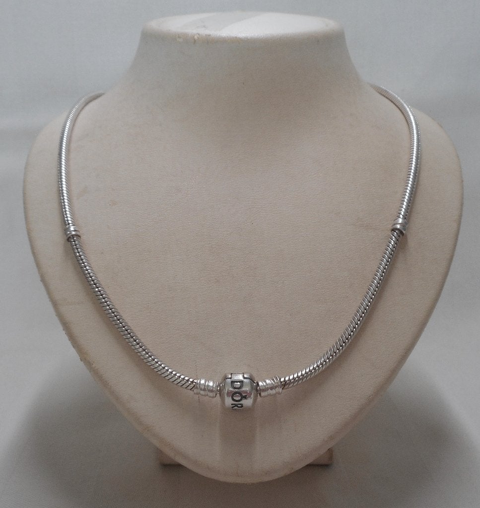 Zilveren Pandora snake ketting met bol slot nr.1800, Verzenden, Zo goed als nieuw, Zilver, Zilver