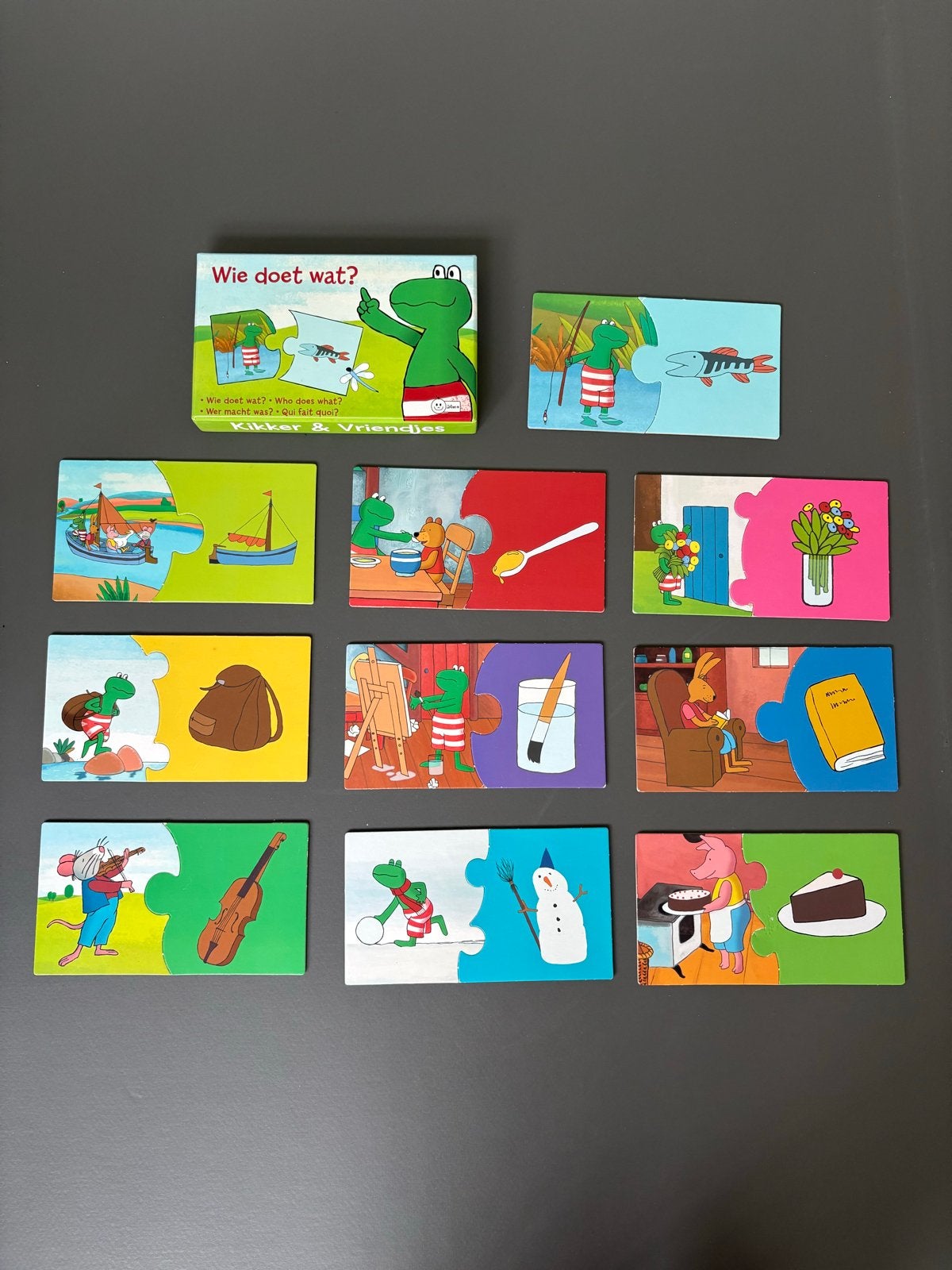 Kikker en Vriendjes - Wie doet wat? Puzzelspel, Ophalen of Verzenden, 10 tot 50 stukjes, Gebruikt, 2 tot 4 jaar