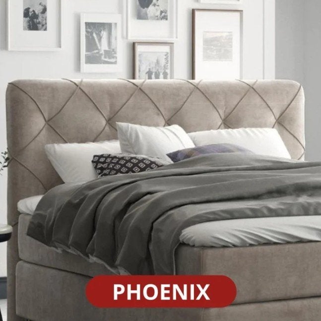 ACTIE 180 x 200 - BEIGE | HB + VB met RUIT - 30CM BOXEN, Verzenden, Beige, 180 cm, 200 cm