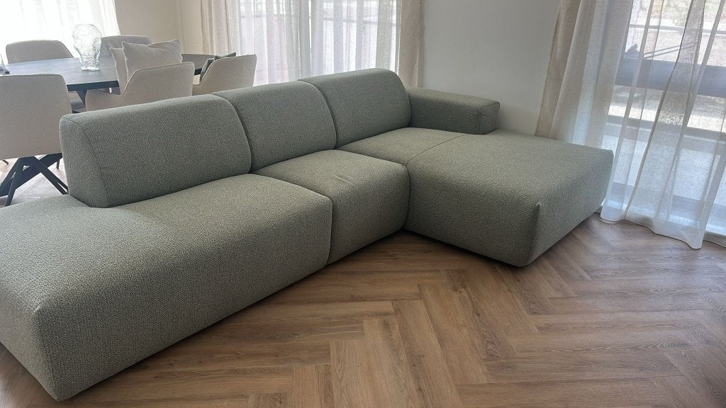Zitmaxx loungebank Sofie – thijmgroen – lounge links, Ophalen, Minder dan 75 cm, Hoekbank, 300 cm of meer