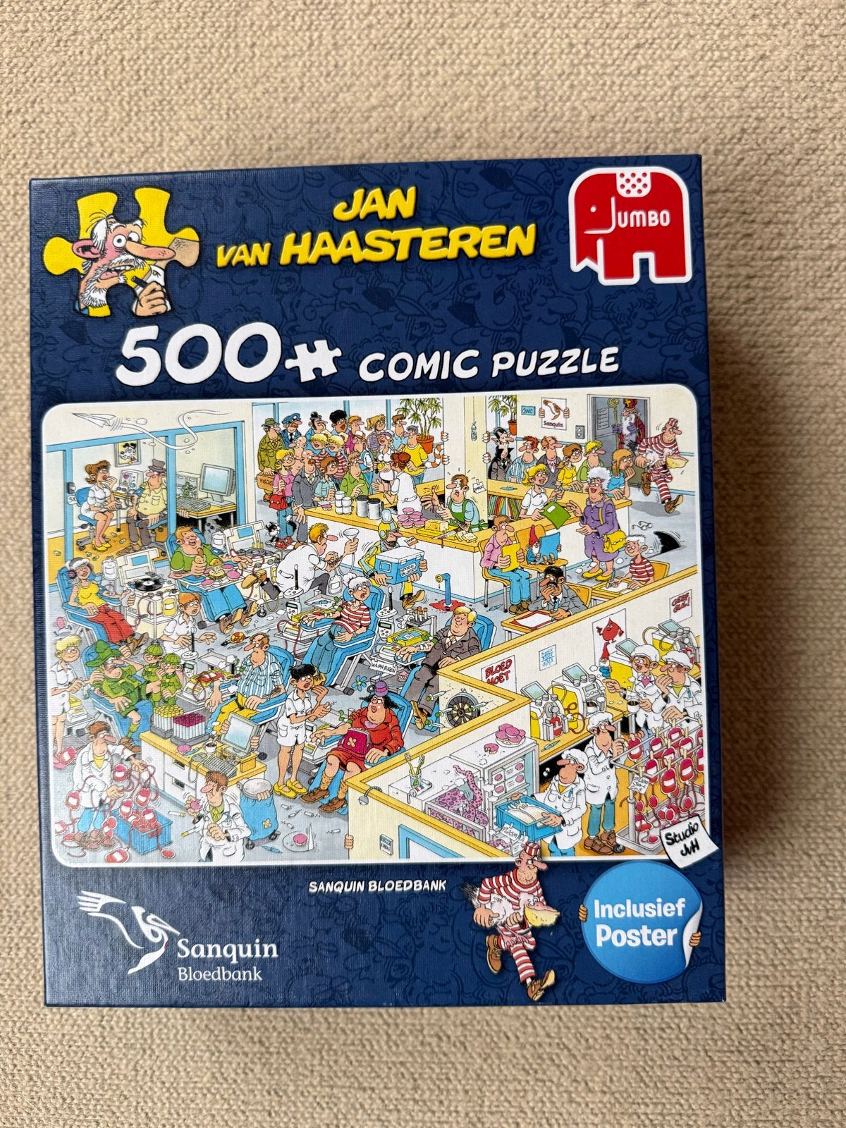 Jan van Haasteren Sanquin Bloedbank 500 stukjes, Ophalen of Verzenden, Minder dan 500 stukjes, Nieuw, Legpuzzel