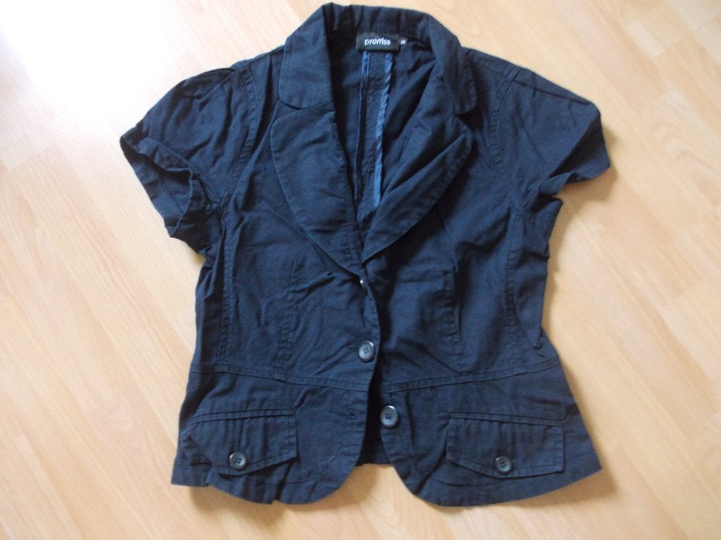 Prachtig donkerblauw jasje van Promiss met korte mouw in 36., Ophalen, Promiss, Blauw, Zo goed als nieuw