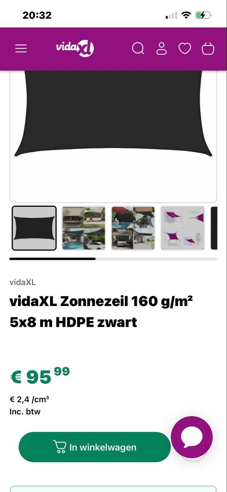 vidaXL Zonnezeil 160 g/m² 5x8 m HDPE zwart, Tuin en Terras, Overige typen, 450 cm of meer, Nieuw, Ophalen of Verzenden