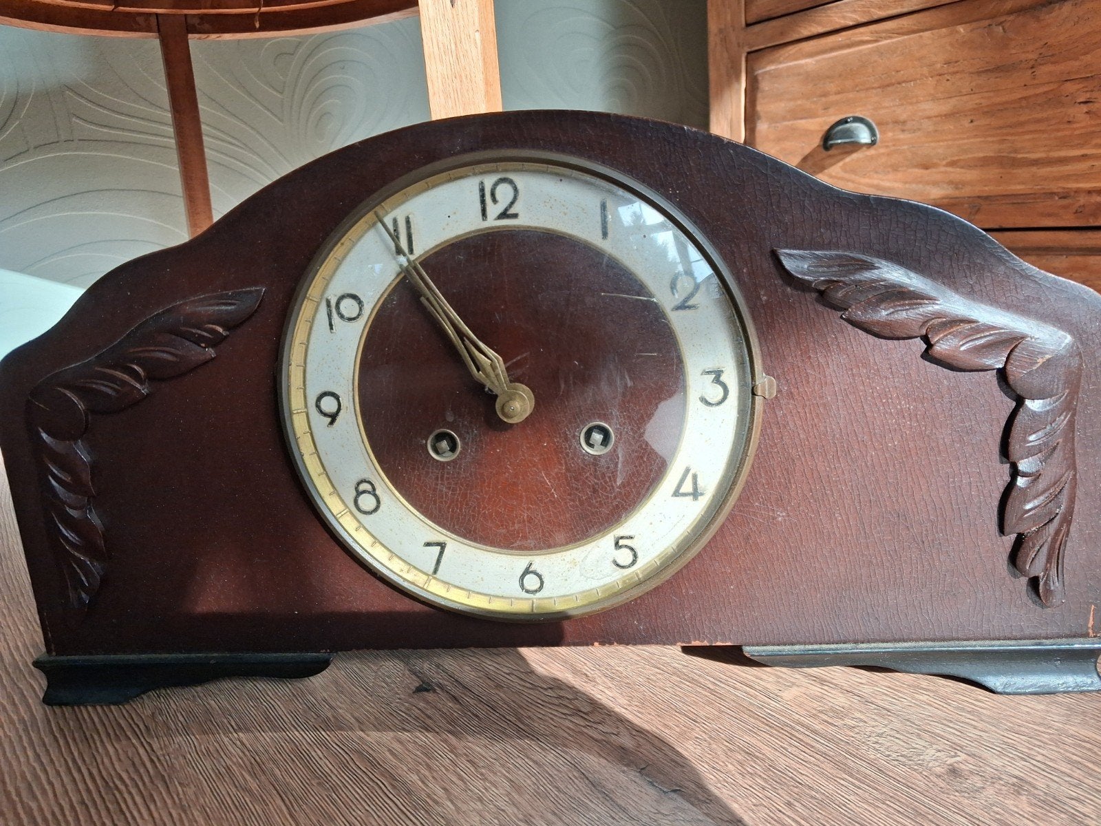 Antieke Hermle Pendule Klok met Sleutel, Antiek en Kunst, Ophalen of Verzenden