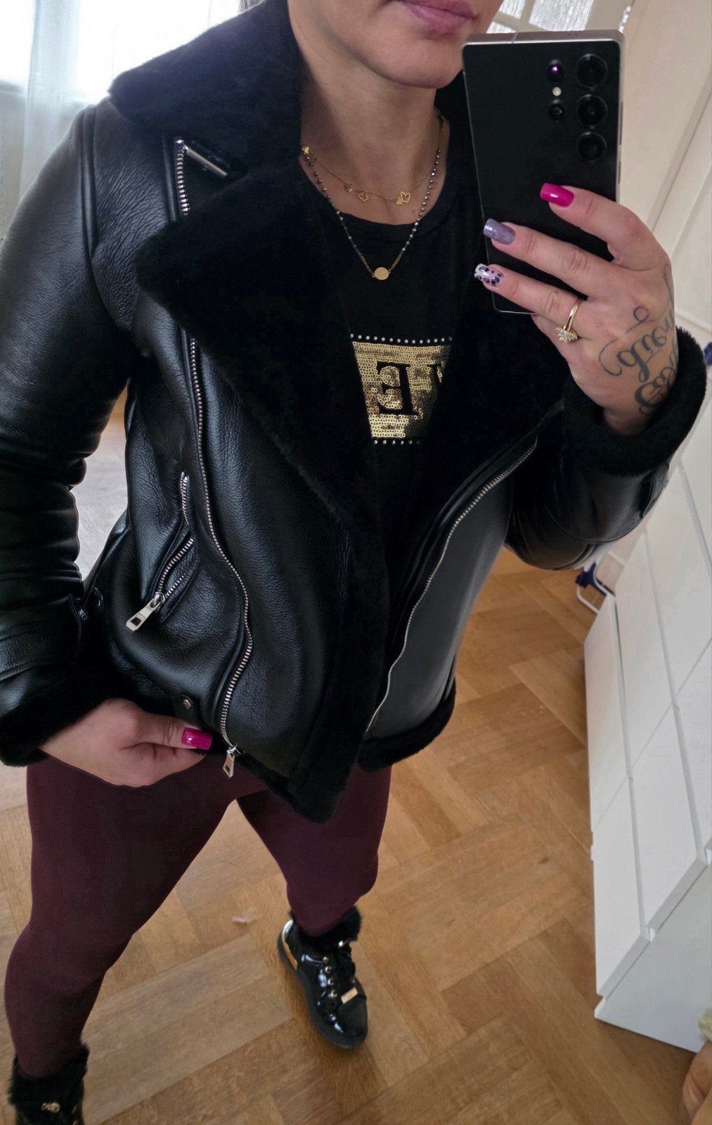 Nieuw Zwart Faux Leren Jack met Bontvoering, Ophalen of Verzenden, Nieuw, Zwart