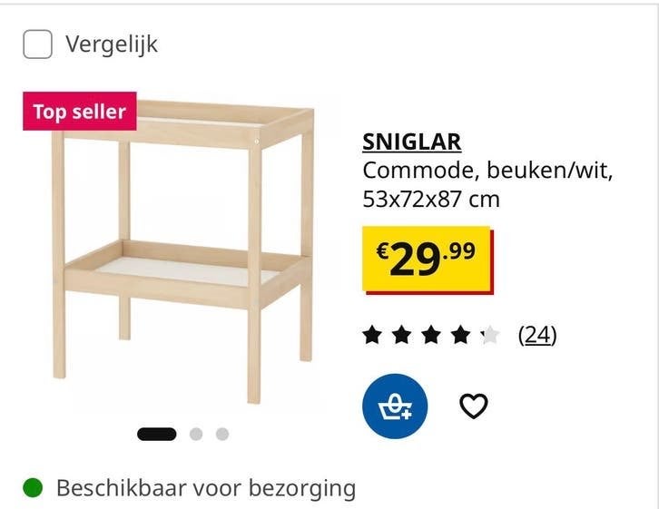 IKEA SNIGLAR Commode met verschoonmat en hoes, Ophalen, 50 tot 70 cm, Zo goed als nieuw, 75 tot 100 cm