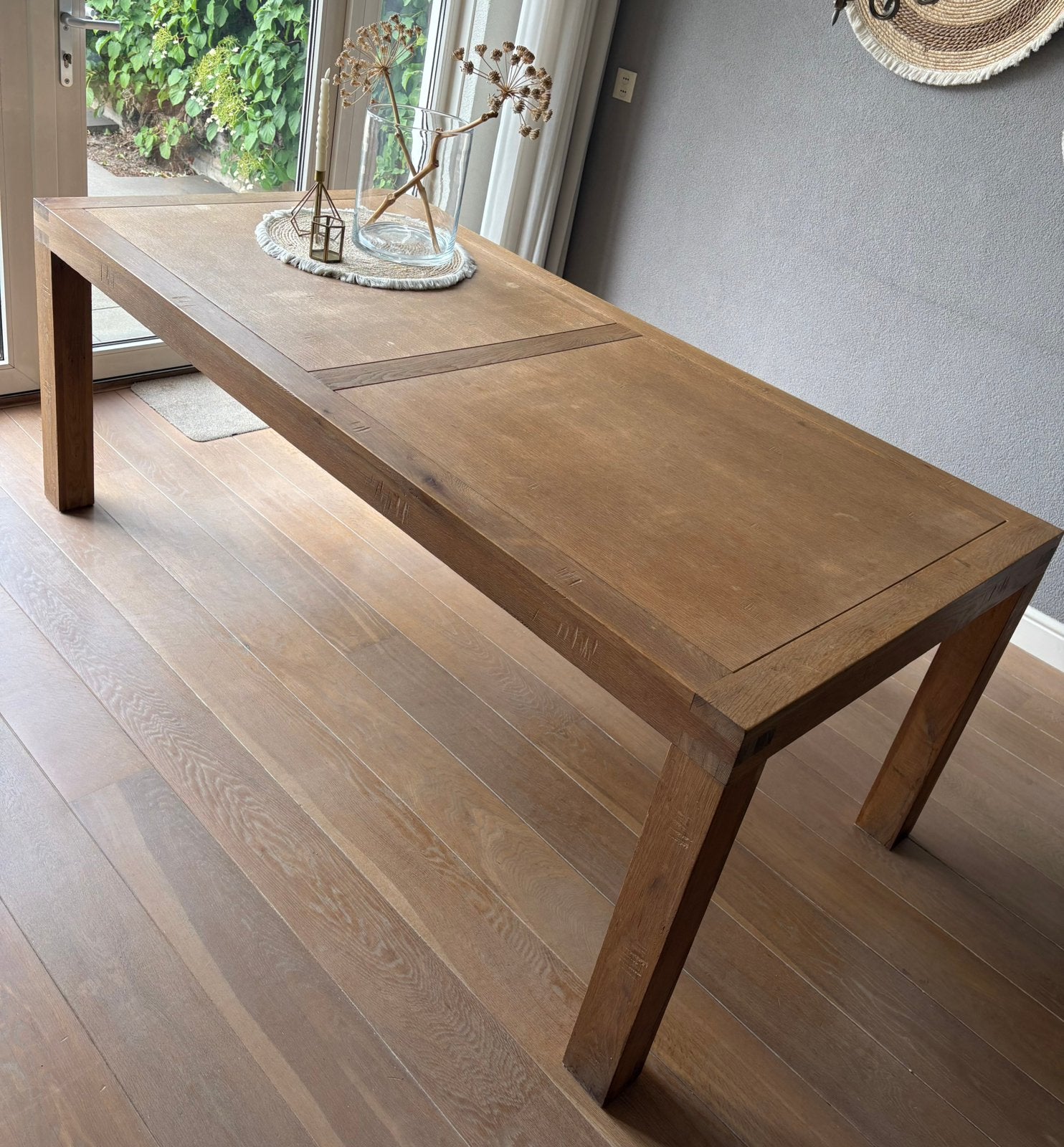 Massief eiken tafel, Huis en Inrichting, Tafels | Eettafels, Ophalen, Eikenhout, 200 cm of meer, 50 tot 100 cm